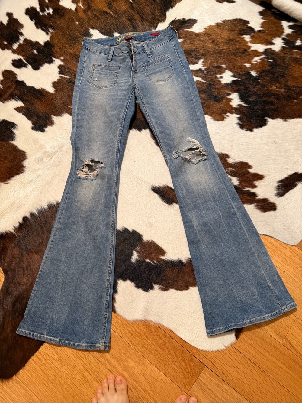 Arizona Jean Company Light Blue Distressed Flare Jeans